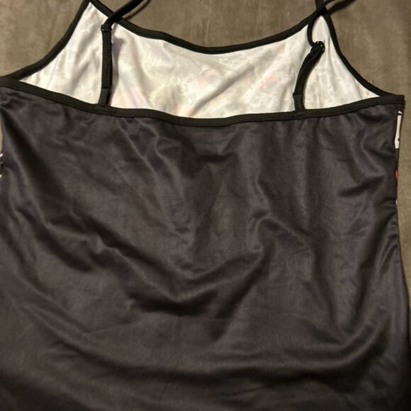 Skull Roses Print Black Red Skater Grunge Emo Goth Spaghetti Strap Large or Med - Picture 9 of 9